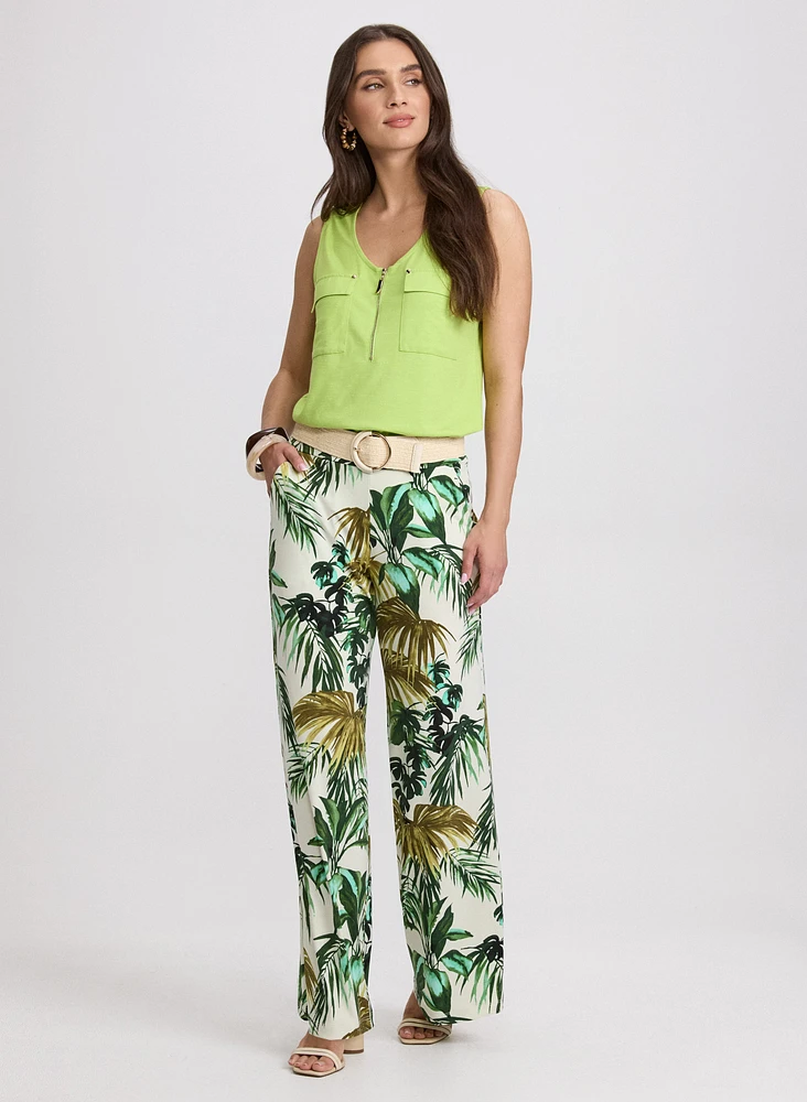 Pantalon Olivia à motif feuilles