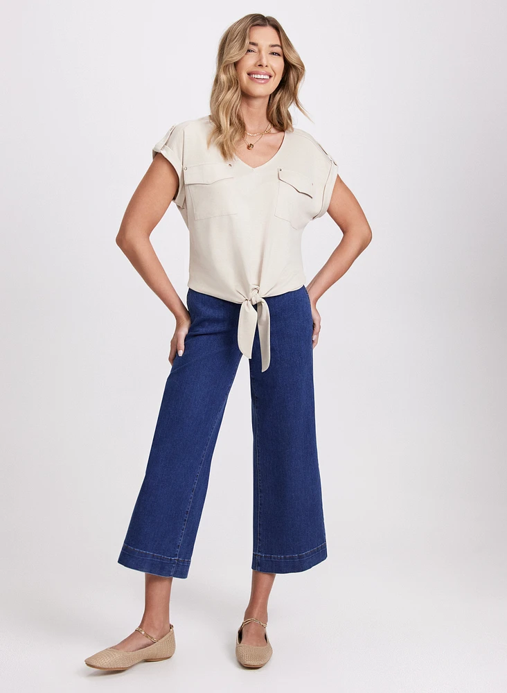 Wide-Leg Capri Jeans