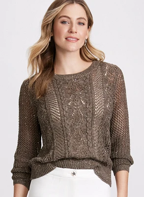 Sequined Open Stitch Sweater