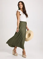 Satin Drawstring Waist Skirt
