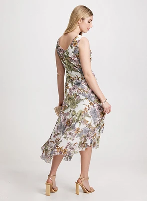 Floral Chiffon Cross-Neck Dress