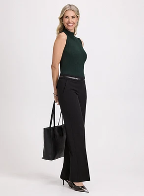 Olivia Vegan Leather Trim Wide-Leg Pants – Short