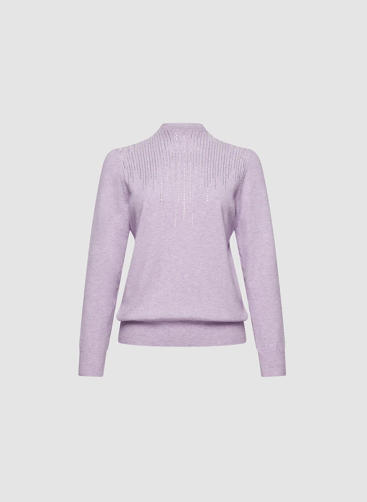Pull en tricot à cristaux cascade
