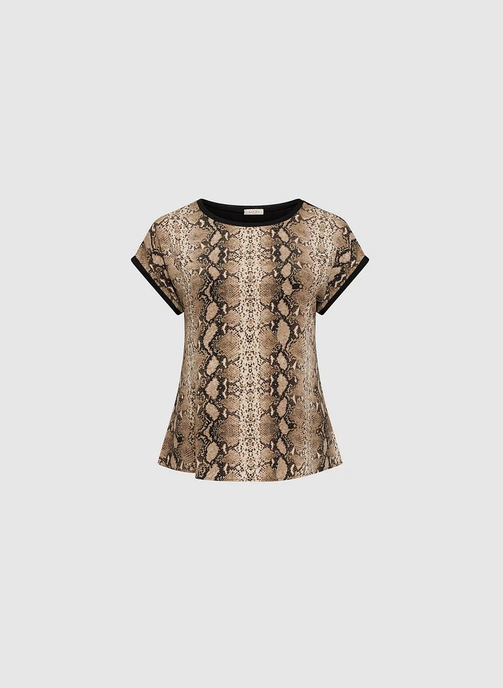 Snake Print Cap Sleeve Top