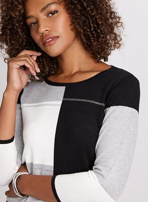 Scoop Neck Colour Block Sweater