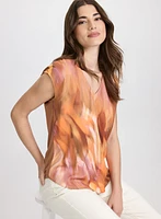 Abstract Cap Sleeve Top