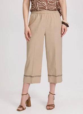 Stretch-Linen Crochet Detail Culottes