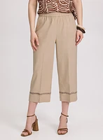 Stretch-Linen Crochet Detail Culottes