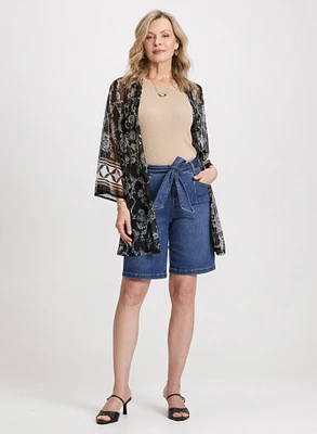 Patchwork Print Mesh Cover-Up