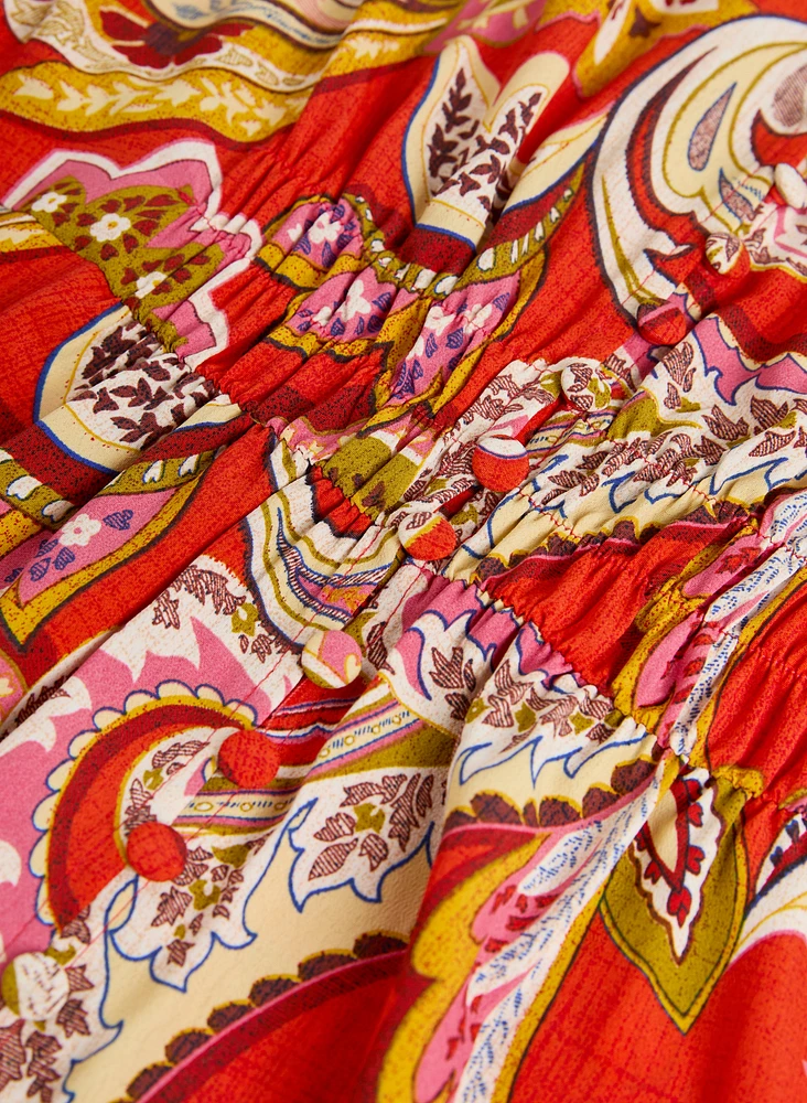 Paisley Print Midi Dress