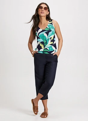 Tropical Print V-Neck Tank Top