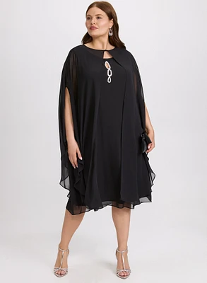 Chiffon Dress & Cape Set