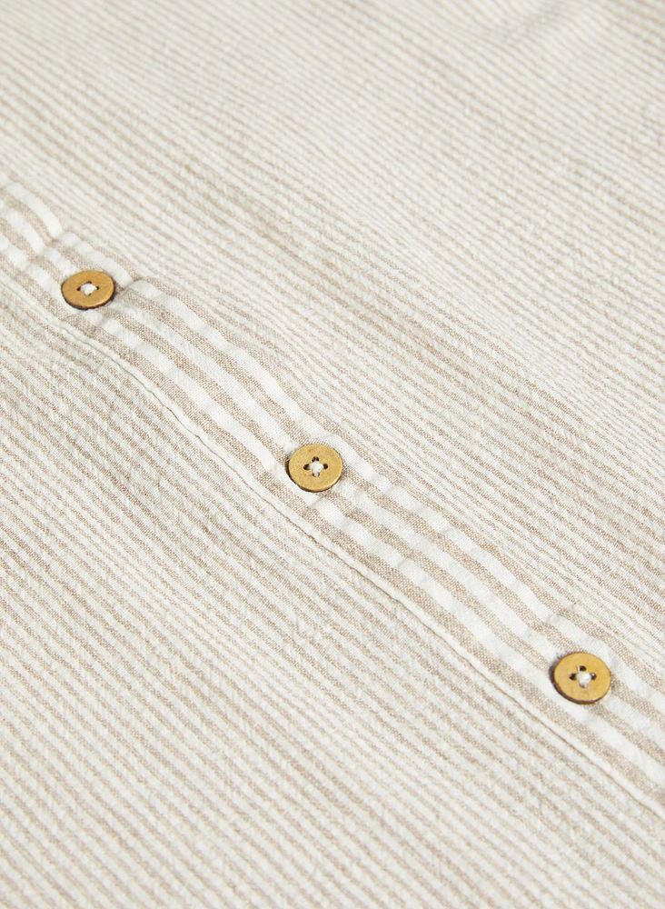 Blouse rayée en mélange de coton et lin