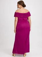 Pleated Off-Shoulder Dress