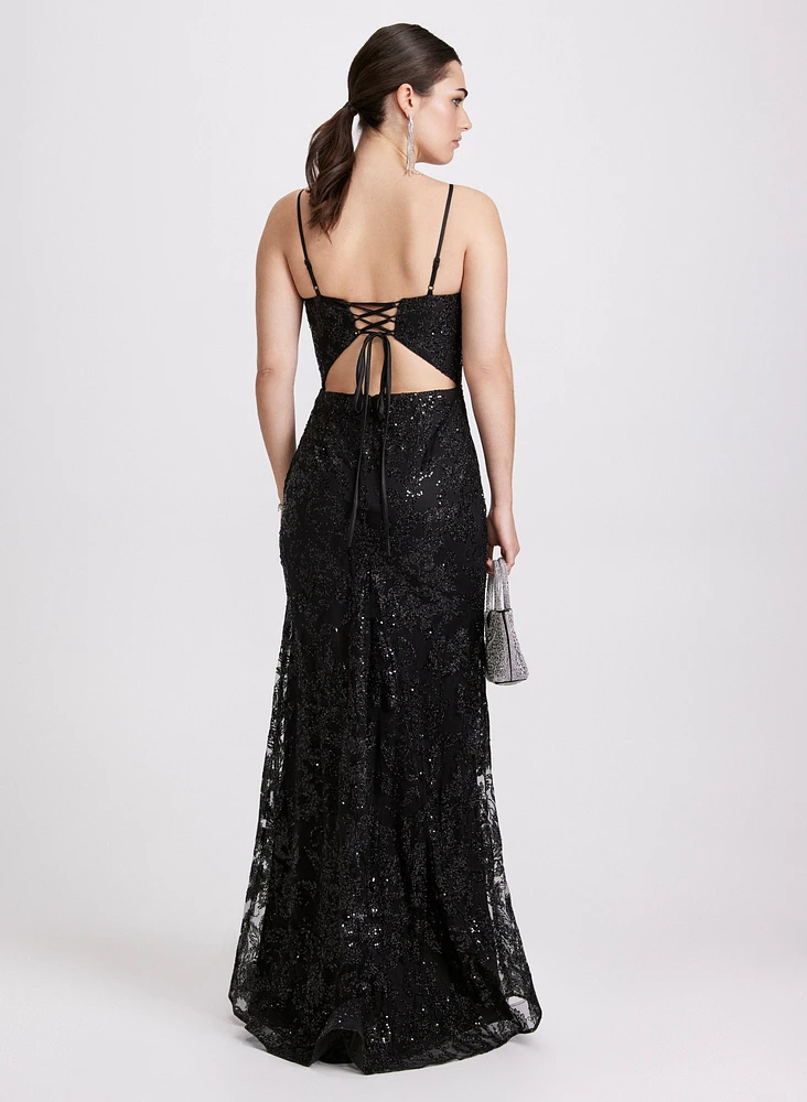 Robe à paillettes dos ouvert