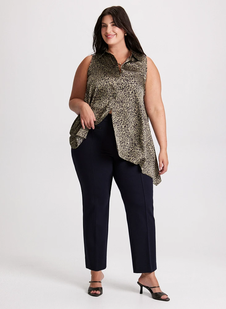 Sleeveless Animal Print Tunic & Straight Leg Pants