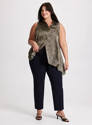 Sleeveless Animal Print Tunic & Straight Leg Pants