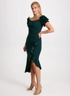 Slit Ruffled Cocktail Dress