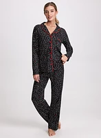 Ensemble pyjama à motif pois et coeurs