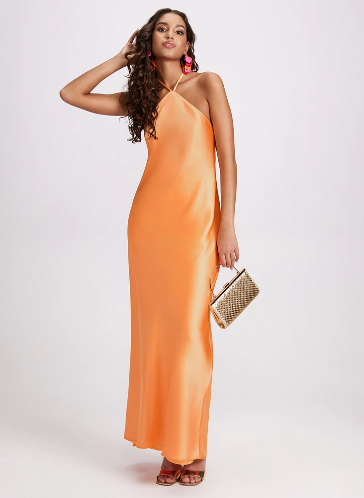 Satin Halter Neck Dress