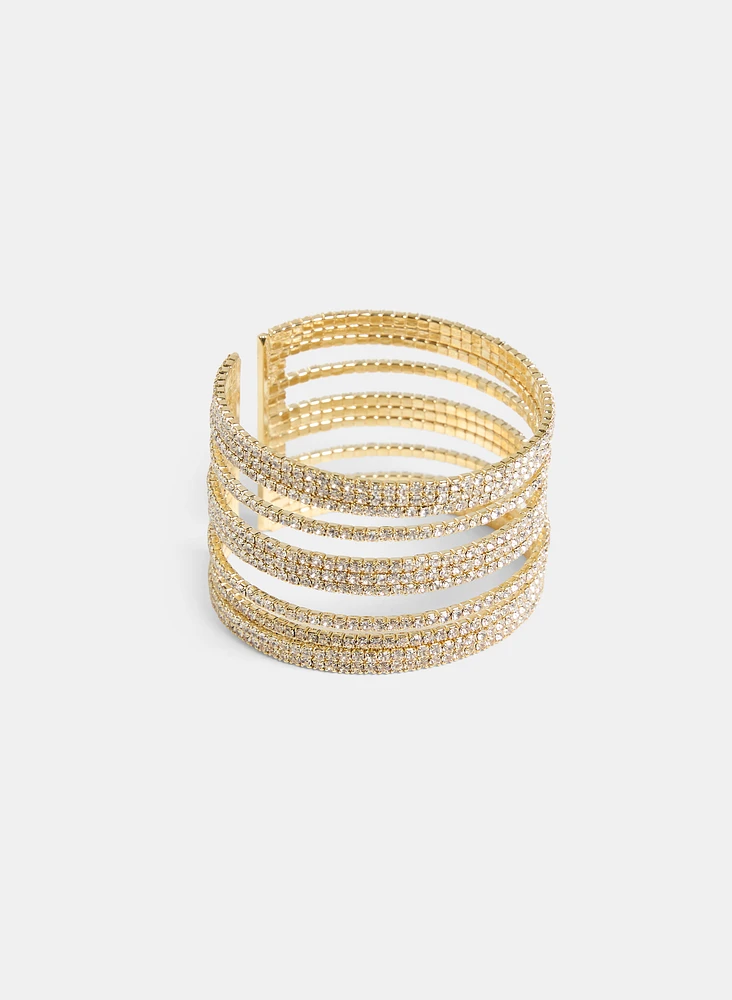 Multi-Row Crystal Cuff Bracelet