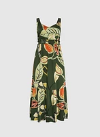 Leaf Print Maxi Dress