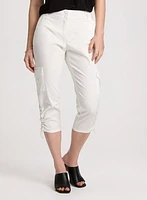 Cropped Drawstring Hem Cargo Pants