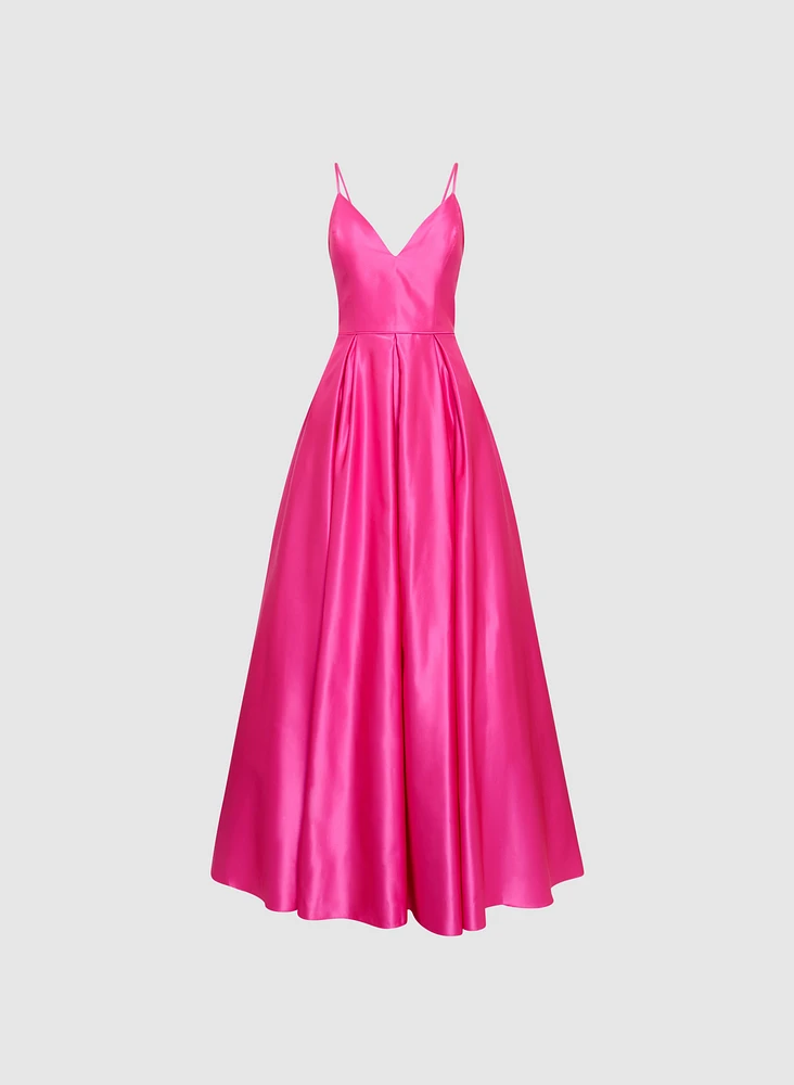 Satin Fit & Flare Ball Gown