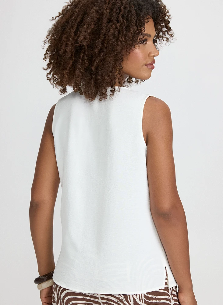 Sleeveless Button-Down Blouse