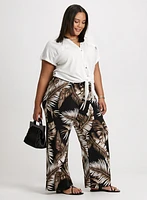 Palm Print Wide Leg Pants