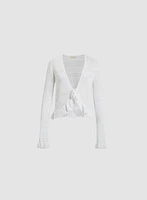 Pointelle Bell Sleeve Cardigan