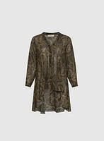 Melanie Lyne - Leaf Print Button-Up Blouse