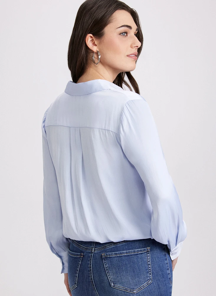 Blouse en satin à taille élastique