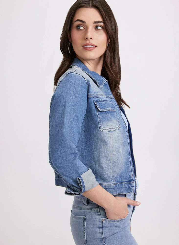 Zip-Front Denim Jacket