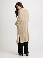 Openwork Knit Tunic Cardigan