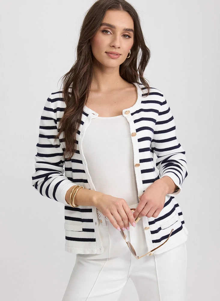 Cardigan en tricot rayé