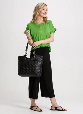 Ruffle Sleeve T-Shirt & Wide Leg Capris