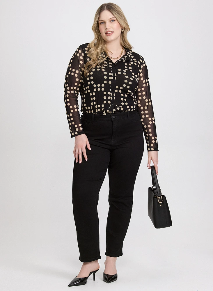 Blouse boutonnée à pois
