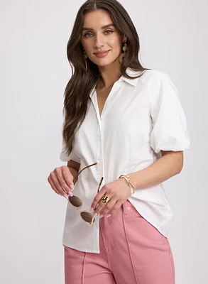 Blouse manches bouffantes en coton