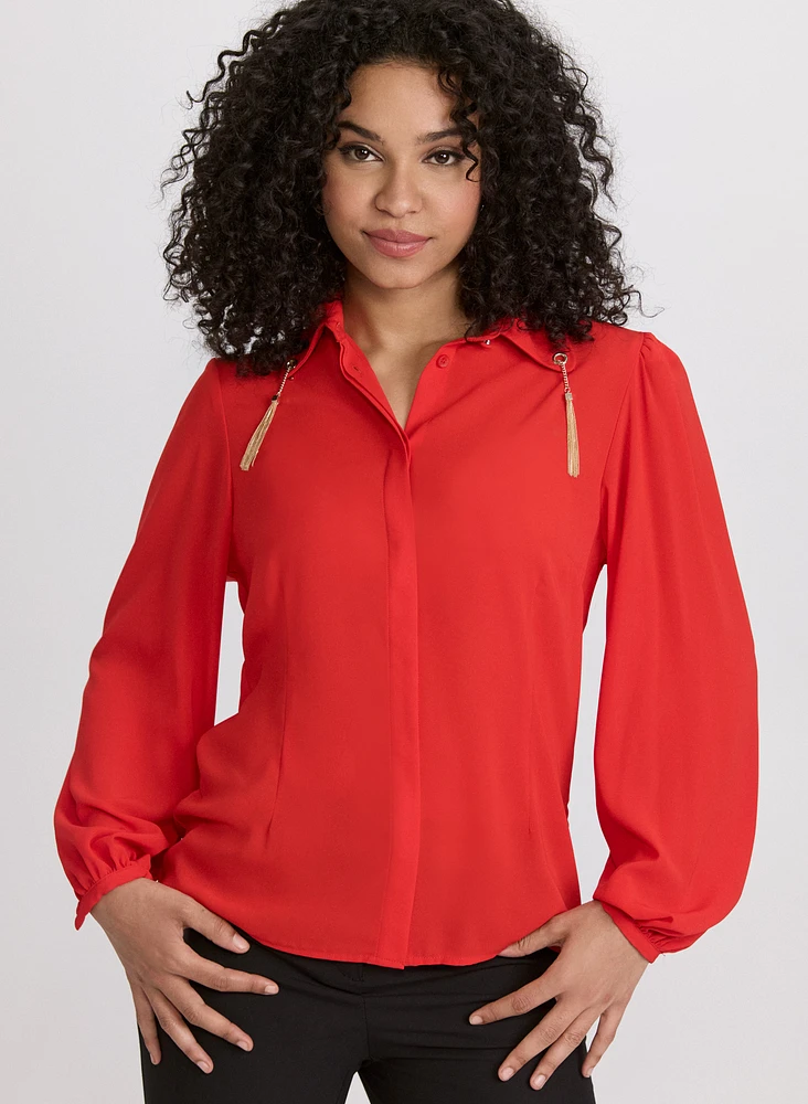 Blouse à pampilles métalliques