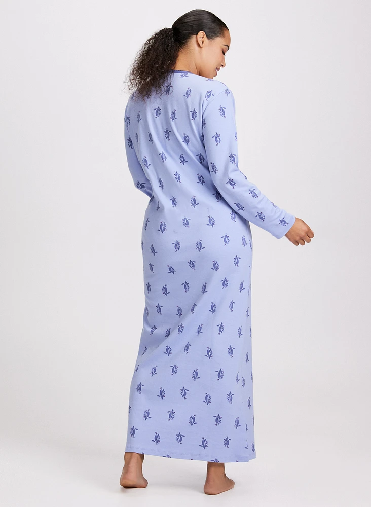 Floral Print Long Nightgown