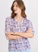 Geometric Stretch Cotton Blouse