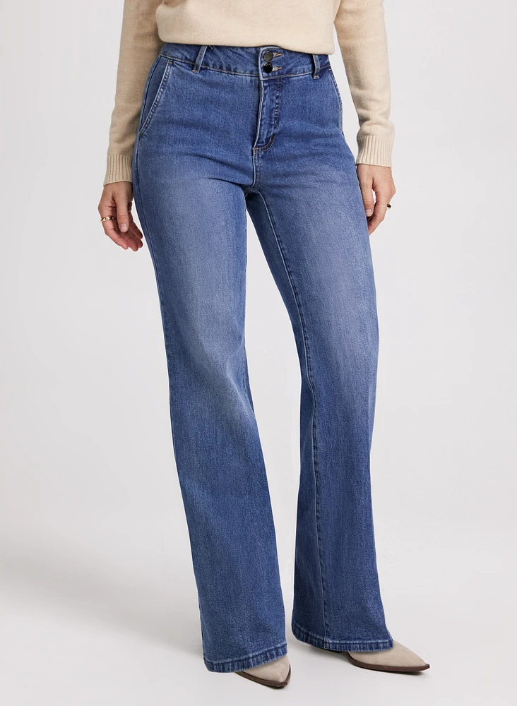 High-Rise Flared Denim Pants