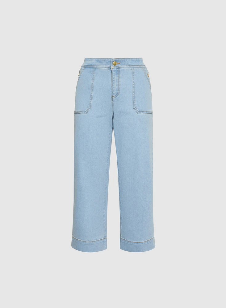 Wide-Leg Pocket Jeans