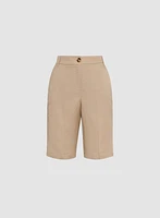 Straight Leg Linen-Blend Shorts