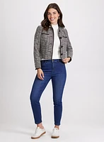 Cropped Bouclé Jacket & Slim Leg Jeans