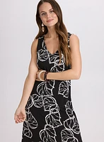 Robe maxi à motif de feuilles