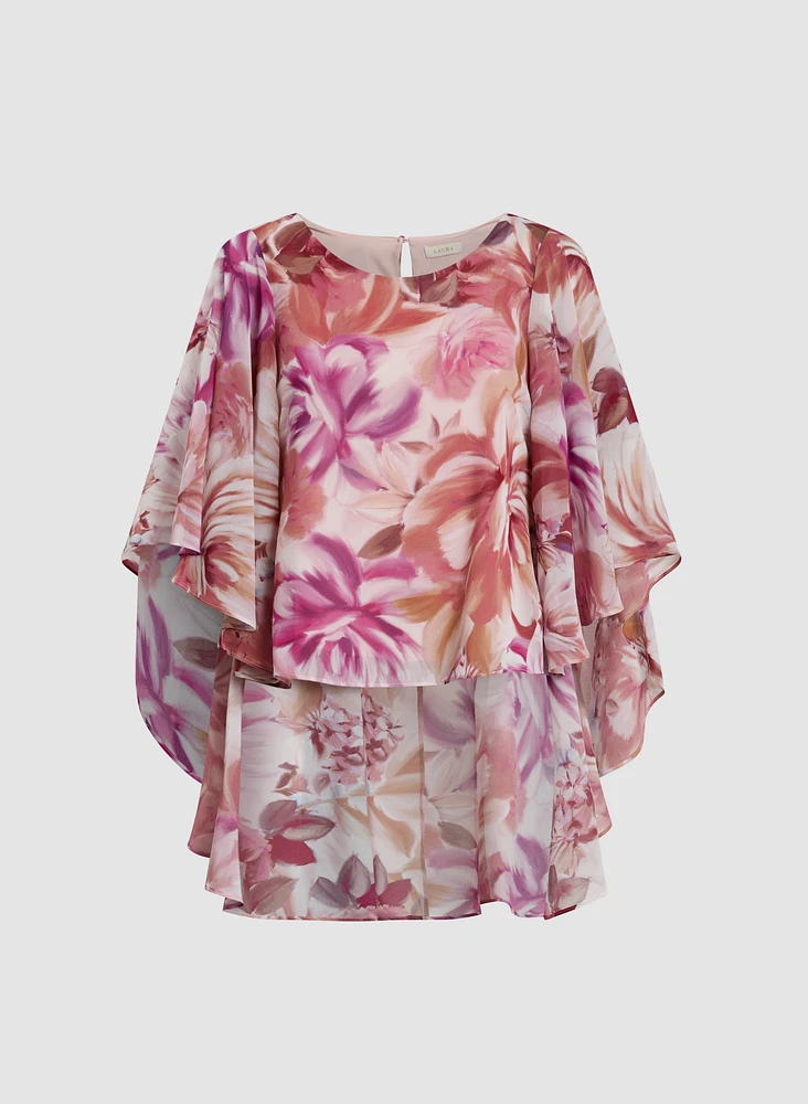 Blouse fleurie à manches évasées