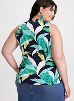 Leaf Print Sleeveless Top