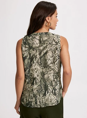 Snake Print Sleeveless Blouse